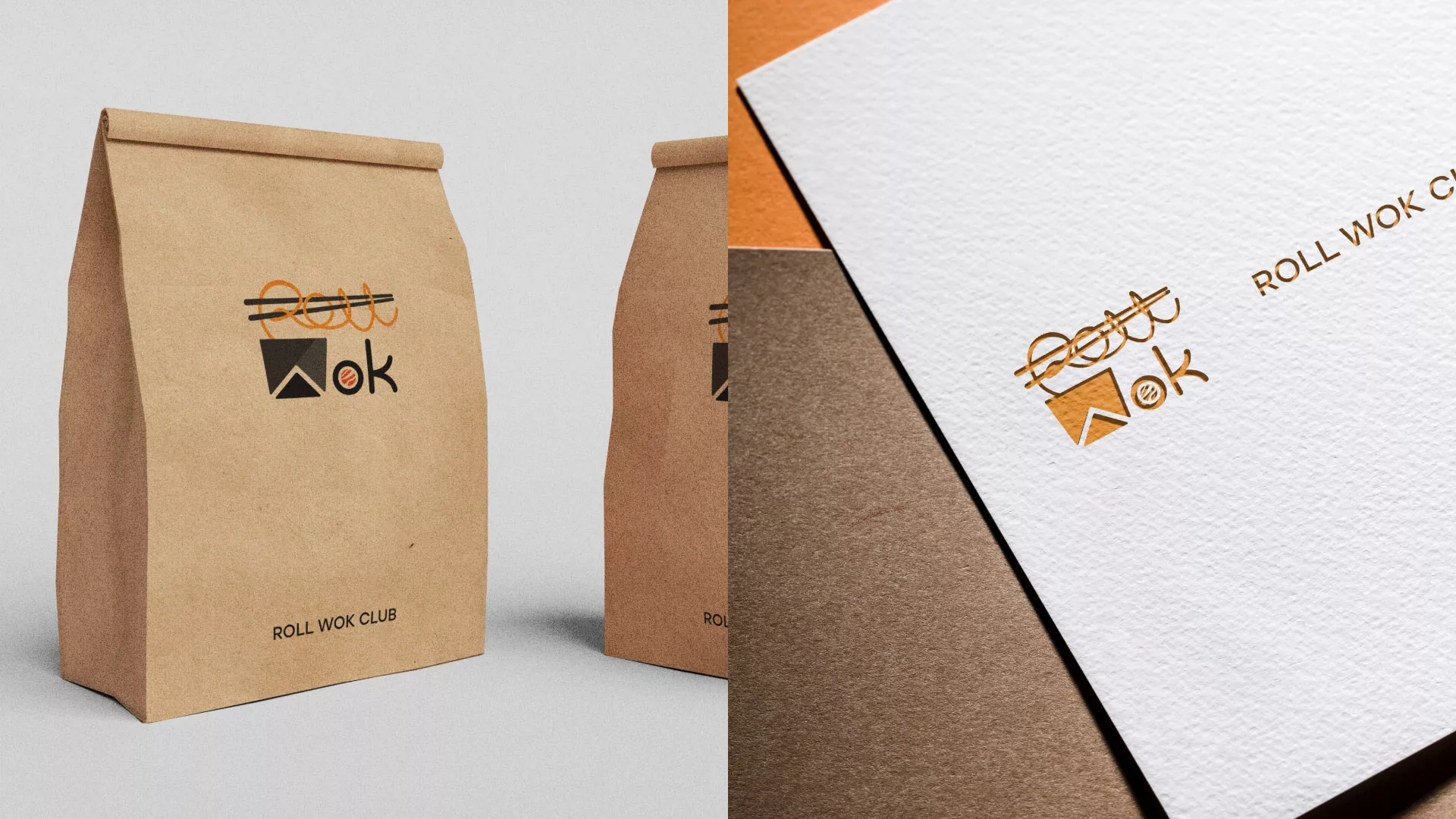 Разработка логотипа суши-бара «Roll Wok Club» в Железногорске-Илимском