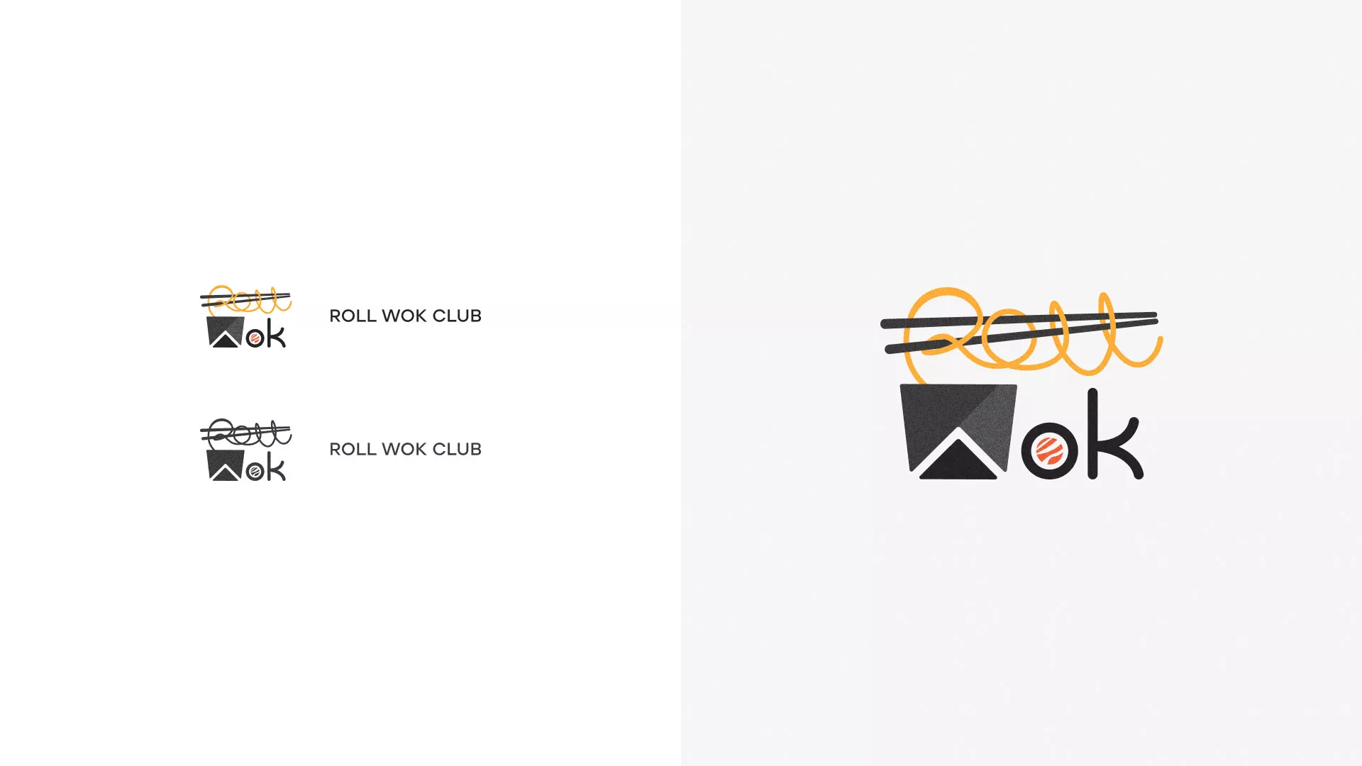 Разработка логотипа суши-бара «Roll Wok Club» в Железногорске-Илимском