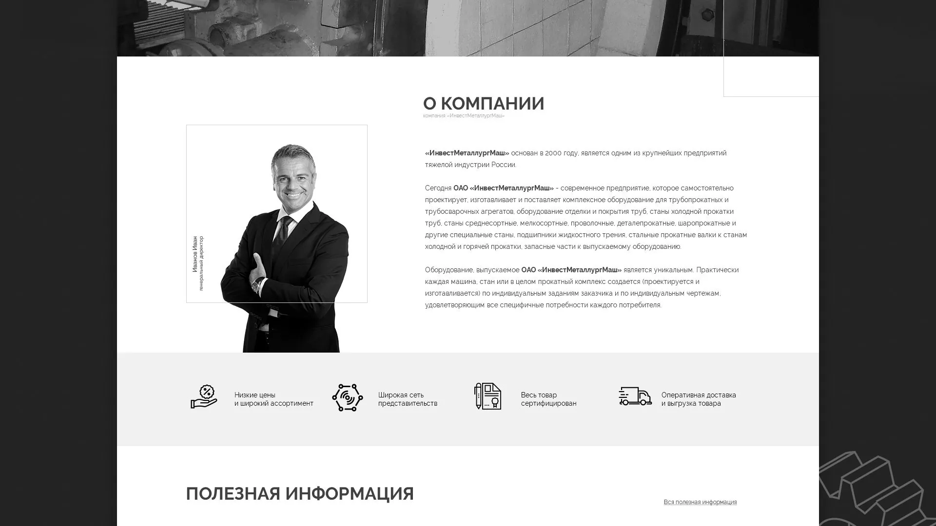 Разработка сайта для завода по продаже оборудования в Железногорске-Илимском